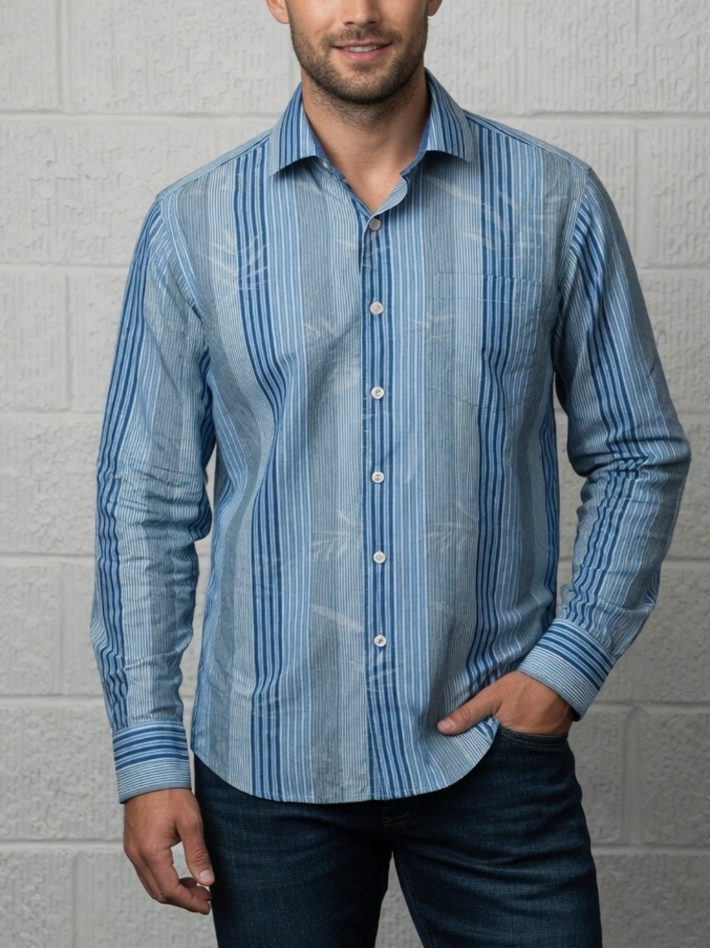Tommy Bahama Men’s Tropical Print Silk Blend Long Sleeve Button Down Shirt Small
